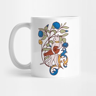 Cute Medieval Cat with Lute Colorful Drawing Mug